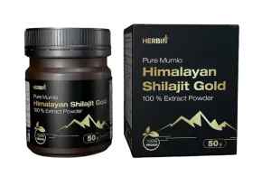 Maisto papildas HERBIN Išgrynintas Himalajų Mumio (Shilajit) Gold 100% ekstrakto miltelių 50g